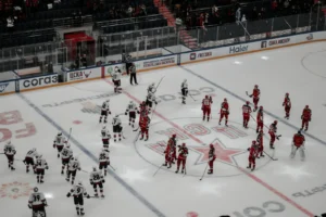 people playing ice hockey on ice hockey field