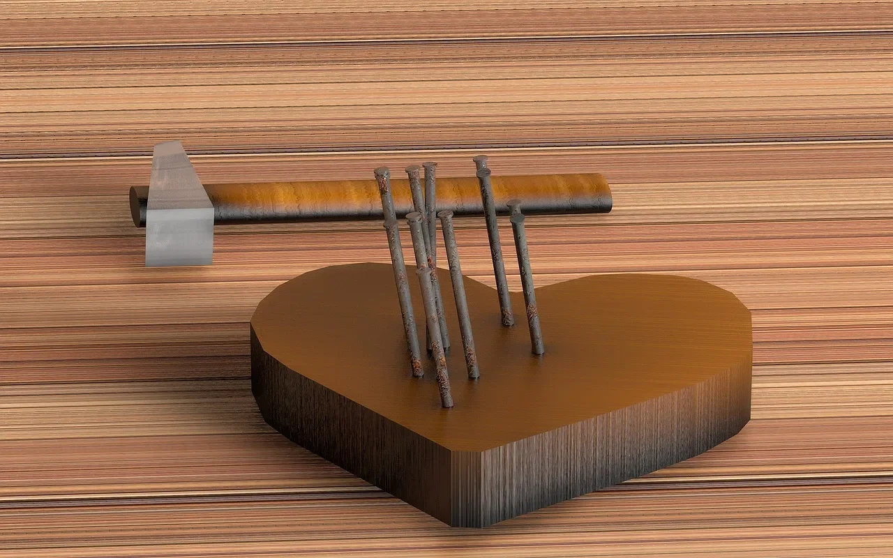 heart, hammer, nails, wood, wooden, furniture, empty, broken heart, broken heart, broken heart, broken heart, broken heart, broken heart